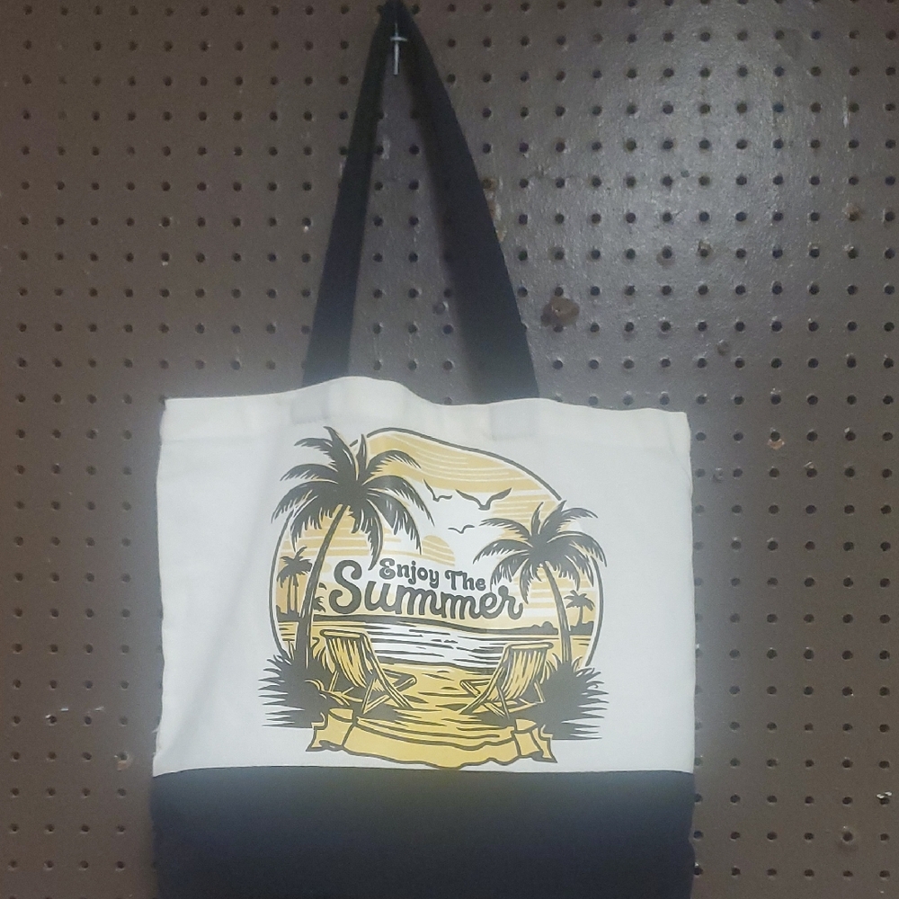 Summer Beach Tote Bag - Black and White